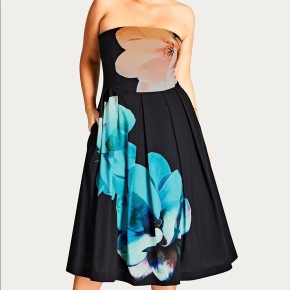 City Chic Dresses & Skirts - City Chic Super Bloom Printed Fit & Flare Dress